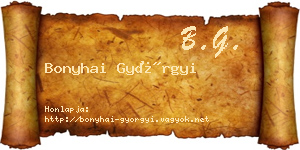 Bonyhai Györgyi névjegykártya